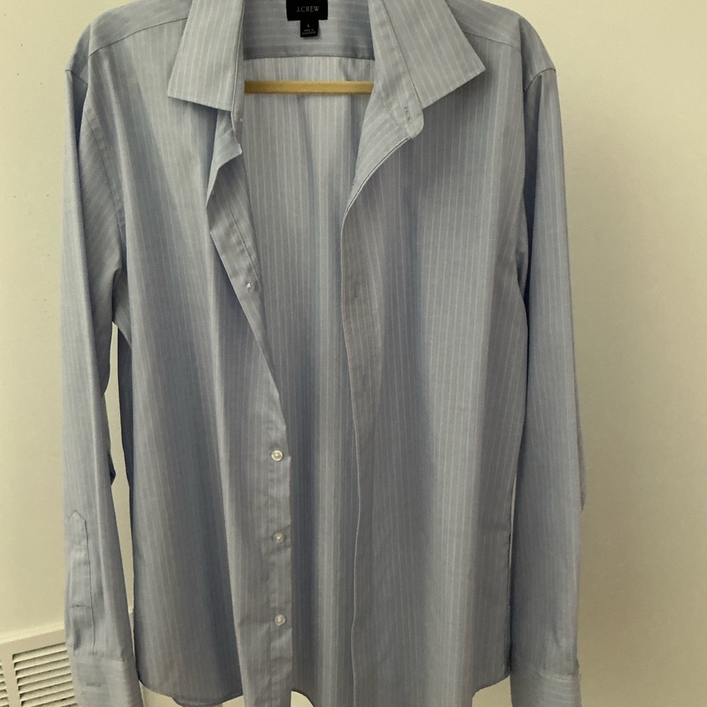 J. Crew Men's Light Blue Pinstripe Dress Shirt